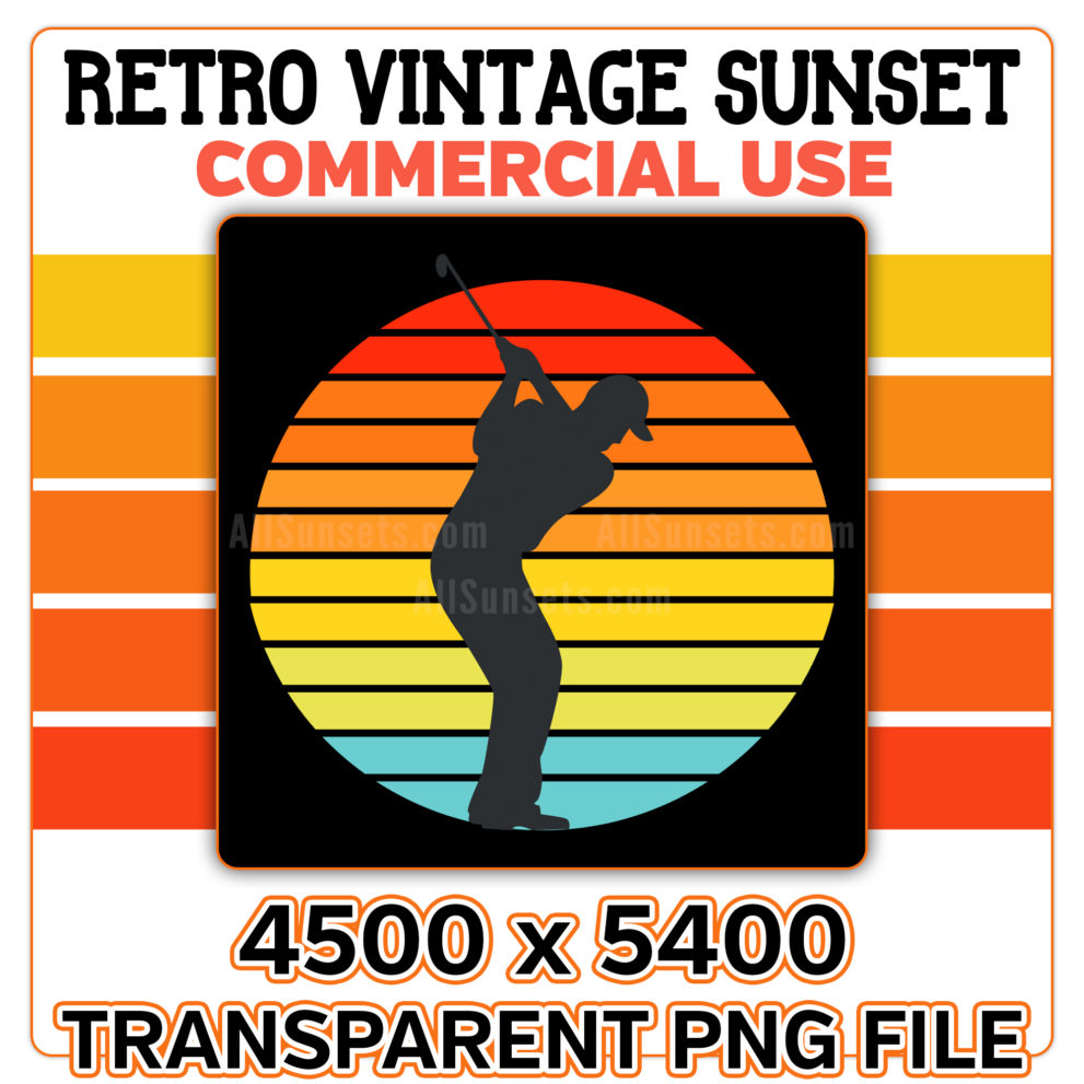 Golfer Retro Vintage Sunset